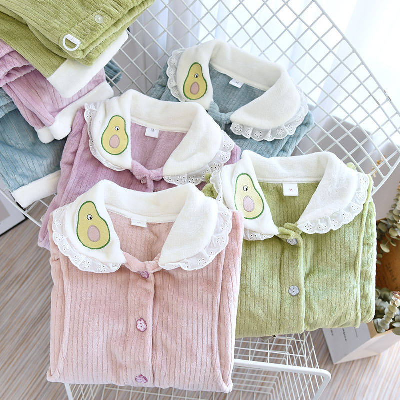 Winter Thick Warm Maternity & Postpartum Lactation Pajama Set