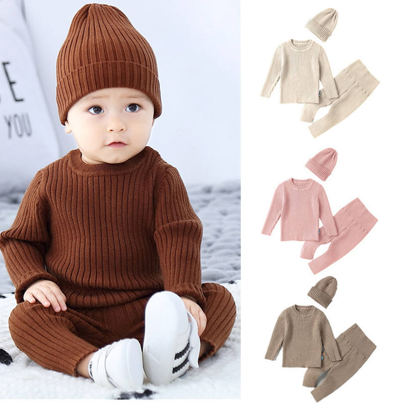 Neutral Knit 3-Piece Baby Boys Winter Sweater Set