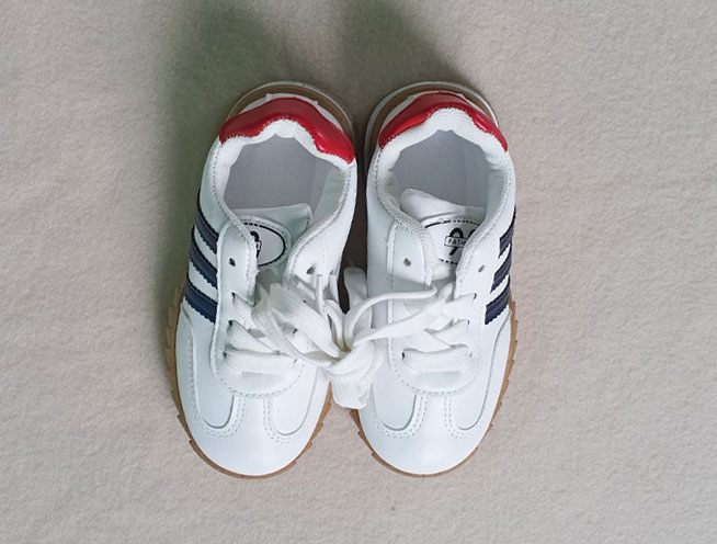 Kids' Premium White Sports Sneakers - Navy Blue and Red Details