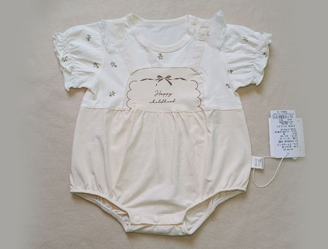Cute Floral Embroidered Bubble Romper for Little Sweethearts - Off-White and Cream